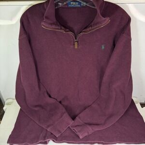 Polo Ralph Lauren Men's Burgundy Quarter Zip Pullover Sweatshirt XXL
